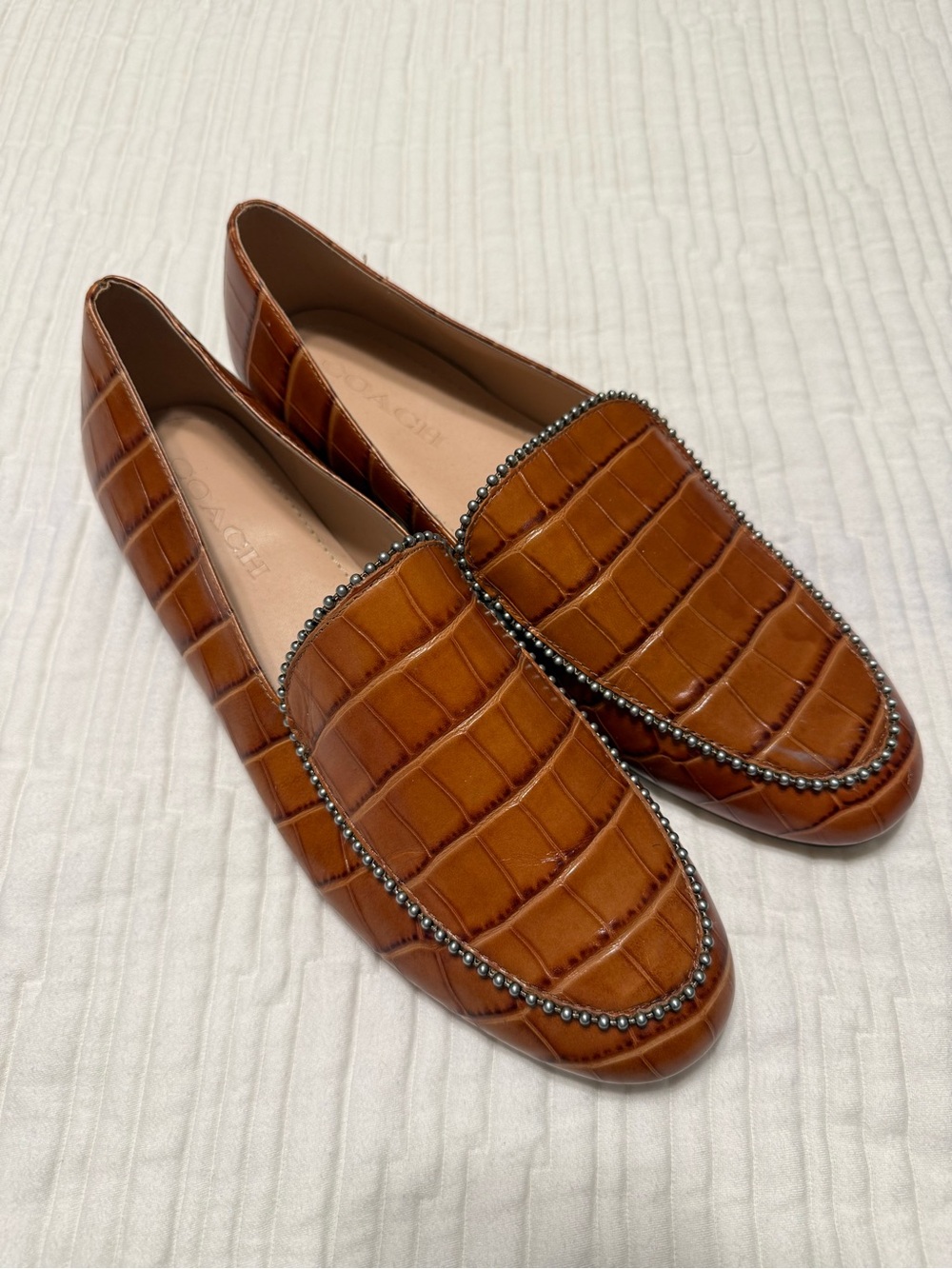 Coach Croc-Embossed Harper Loafers 9.5